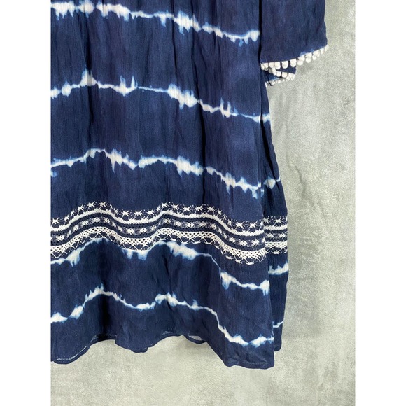 INC International Women's Fiona Tie-Dye V-Neck 3/4 Sleeve Crochet Mini Dress SZS - Picture 8 of 12